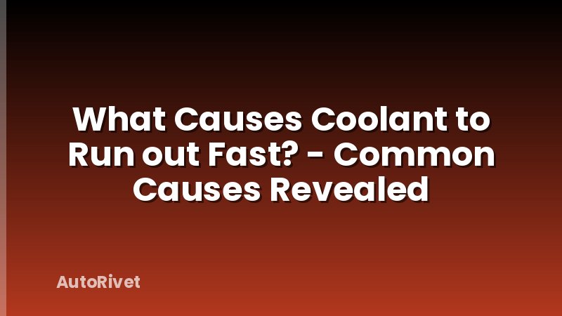 What Causes Coolant to Run out Fast? - Common Causes Revealed