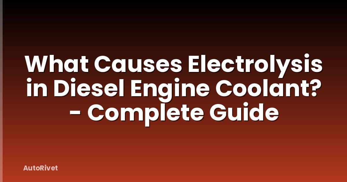 What Causes Electrolysis in Diesel Engine Coolant? - Complete Guide