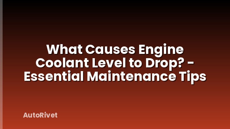 What Causes Engine Coolant Level to Drop? - Essential Maintenance Tips