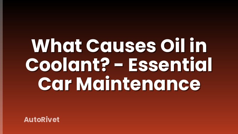 What Causes Oil in Coolant? - Essential Car Maintenance