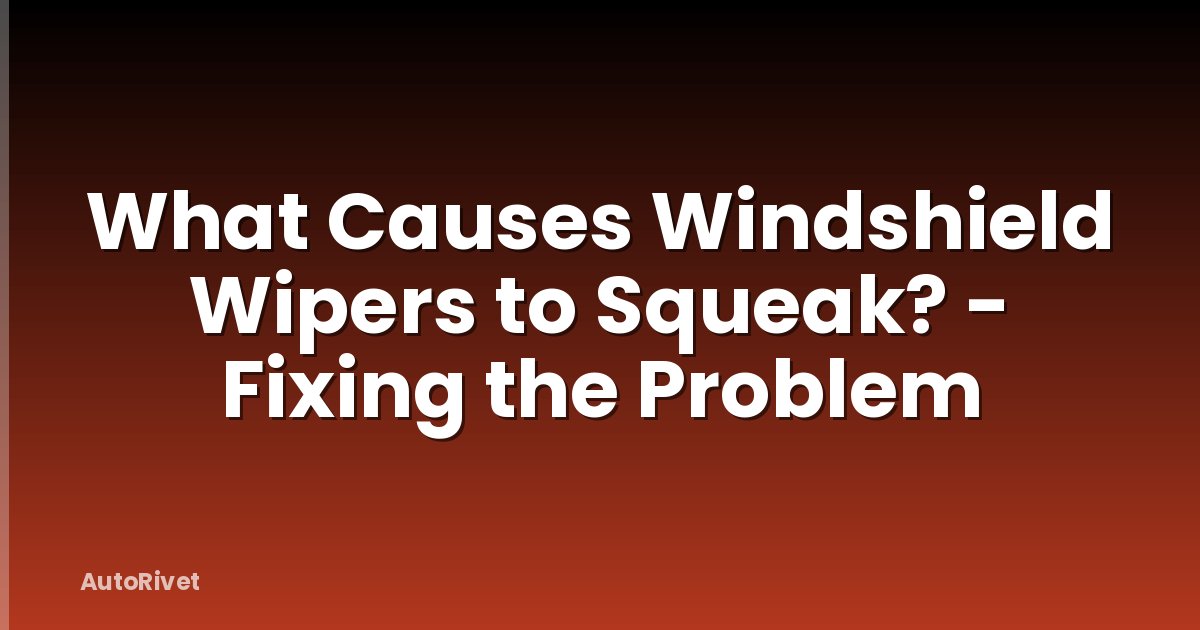 What Causes Windshield Wipers to Squeak? - Fixing the Problem