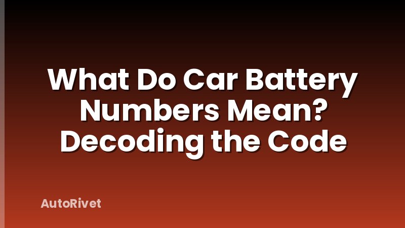 What Do Car Battery Numbers Mean? Decoding the Code