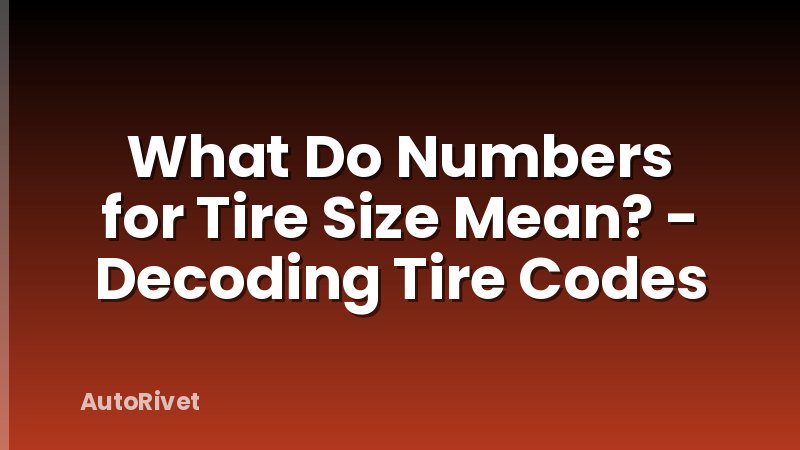 What Do Numbers for Tire Size Mean? - Decoding Tire Codes