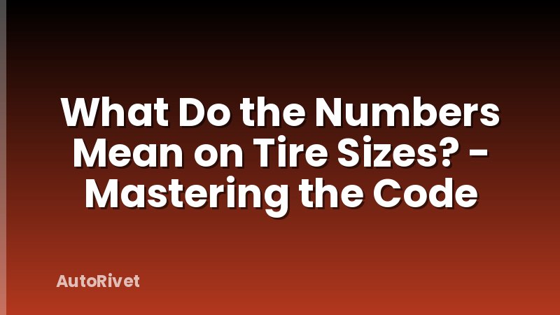 What Do the Numbers Mean on Tire Sizes? - Mastering the Code