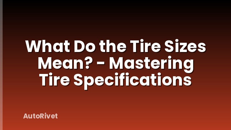 What Do the Tire Sizes Mean? - Mastering Tire Specifications