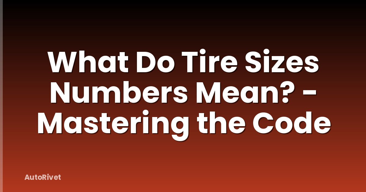 What Do Tire Sizes Numbers Mean? - Mastering the Code