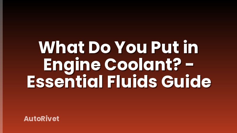 What Do You Put in Engine Coolant? - Essential Fluids Guide