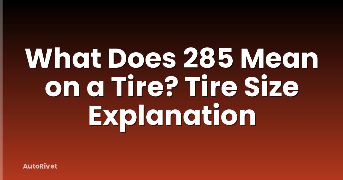 What Does 285 Mean on a Tire? Tire Size Explanation