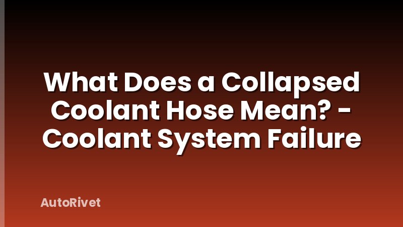What Does a Collapsed Coolant Hose Mean? - Coolant System Failure