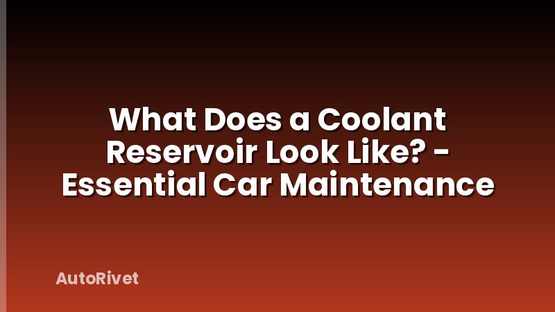 What Does a Coolant Reservoir Look Like? - Essential Car Maintenance