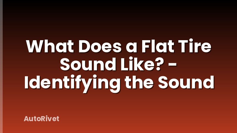 What Does a Flat Tire Sound Like? - Identifying the Sound