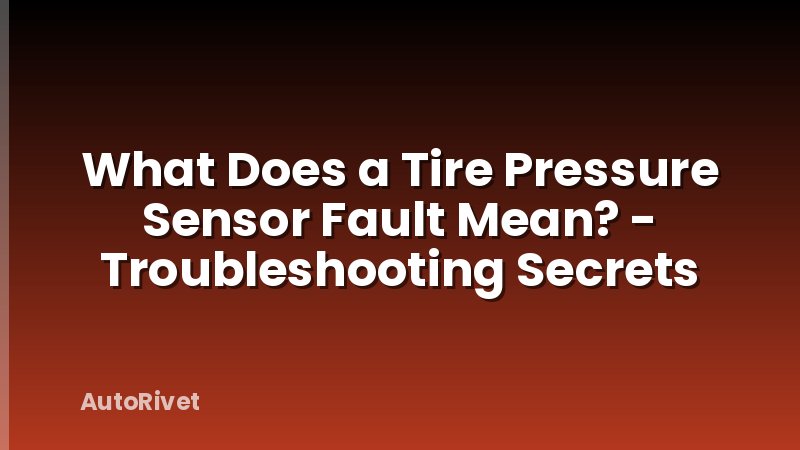 What Does a Tire Pressure Sensor Fault Mean? - Troubleshooting Secrets