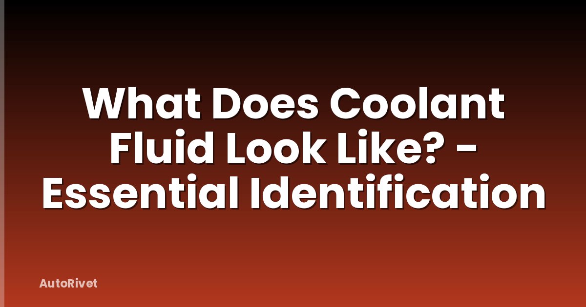 What Does Coolant Fluid Look Like? - Essential Identification