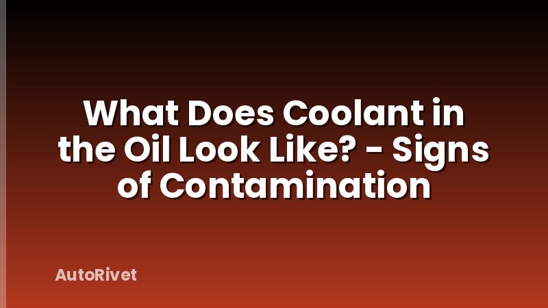 What Does Coolant in the Oil Look Like? - Signs of Contamination