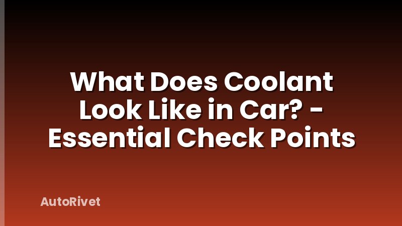 What Does Coolant Look Like in Car? - Essential Check Points