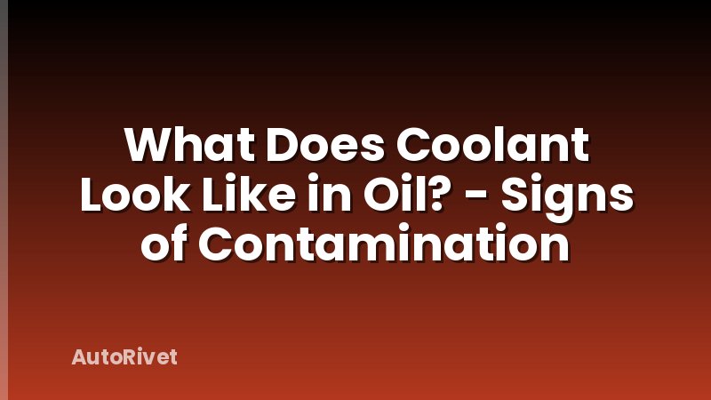 What Does Coolant Look Like in Oil? - Signs of Contamination