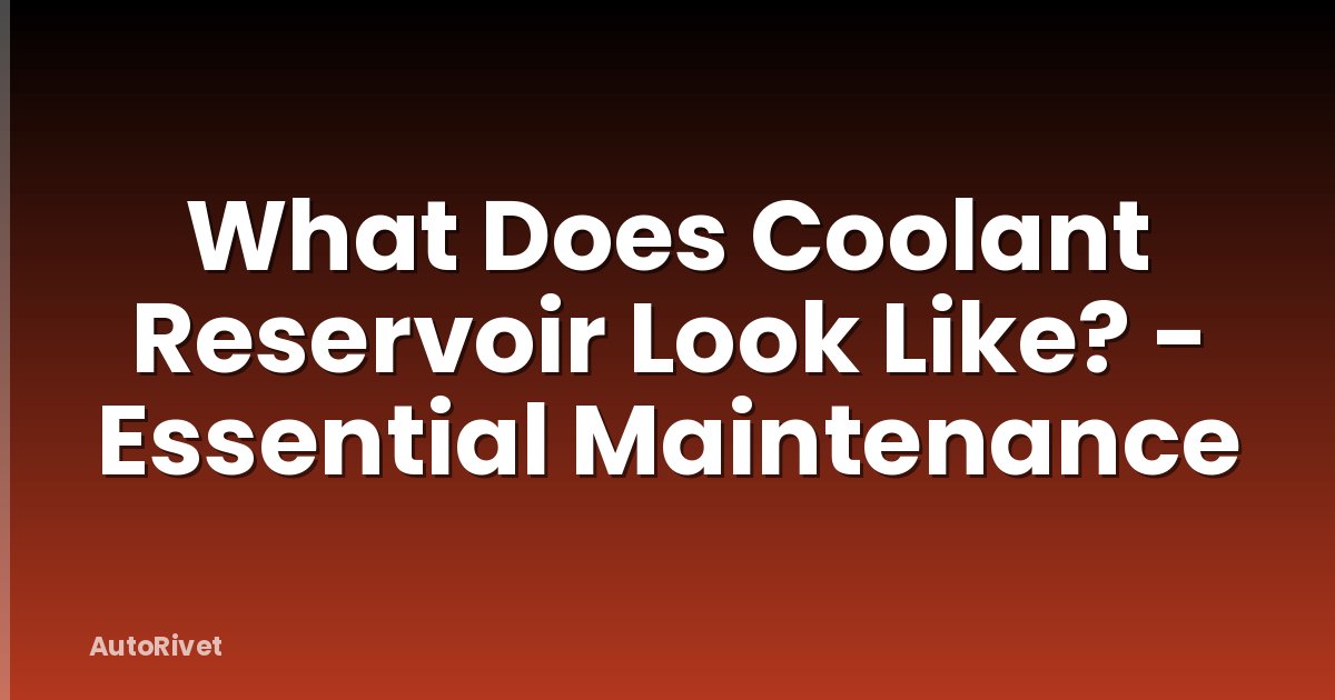 What Does Coolant Reservoir Look Like? - Essential Maintenance