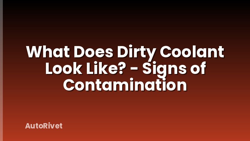 What Does Dirty Coolant Look Like? - Signs of Contamination