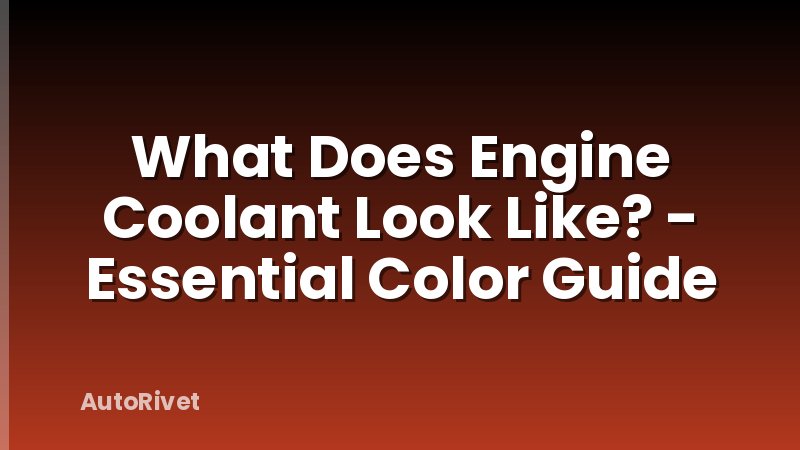 What Does Engine Coolant Look Like? - Essential Color Guide