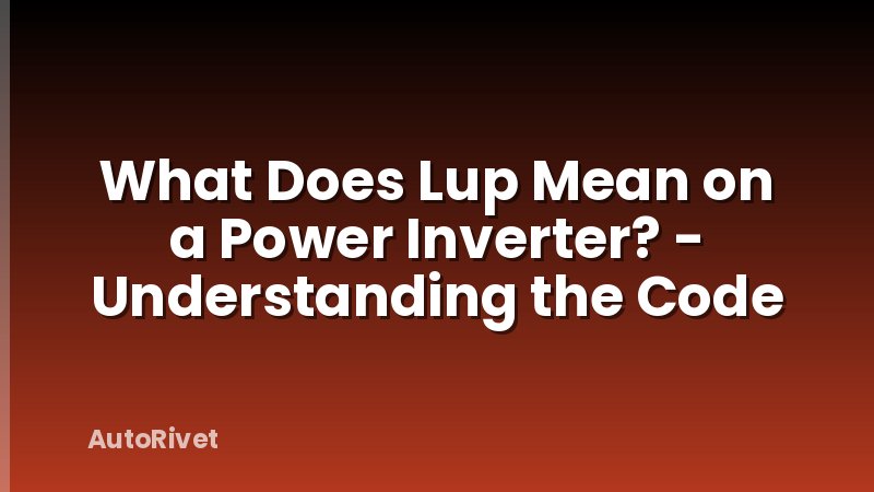 What Does Lup Mean on a Power Inverter? - Understanding the Code