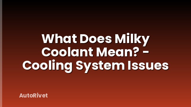 What Does Milky Coolant Mean? - Cooling System Issues
