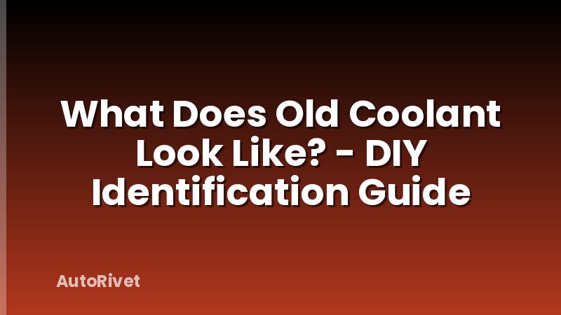 What Does Old Coolant Look Like? - DIY Identification Guide