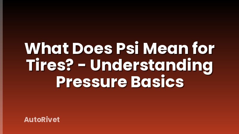 What Does Psi Mean for Tires? - Understanding Pressure Basics