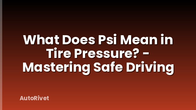 What Does Psi Mean in Tire Pressure? - Mastering Safe Driving