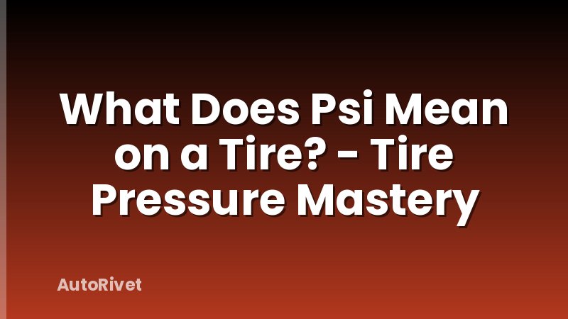 What Does Psi Mean on a Tire? - Tire Pressure Mastery