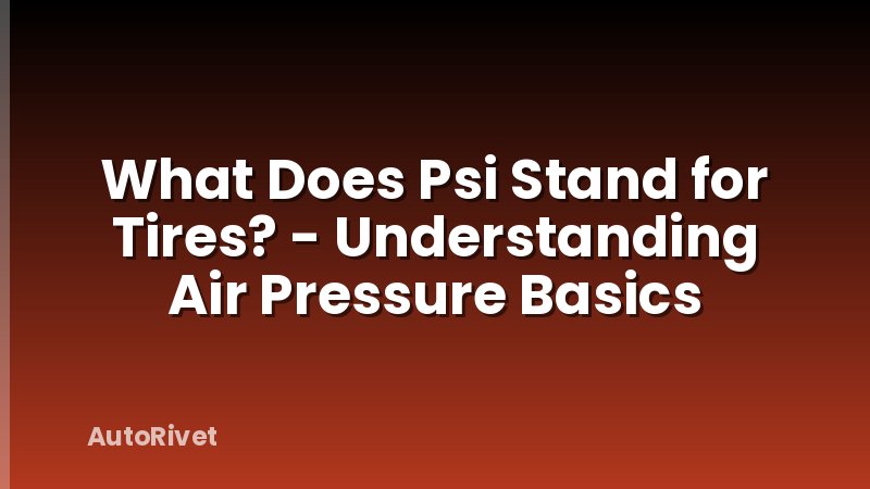 What Does Psi Stand for Tires? - Understanding Air Pressure Basics