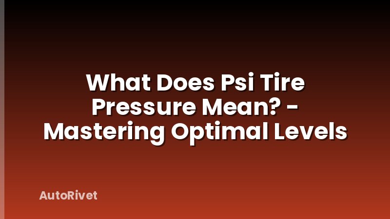 What Does Psi Tire Pressure Mean? - Mastering Optimal Levels
