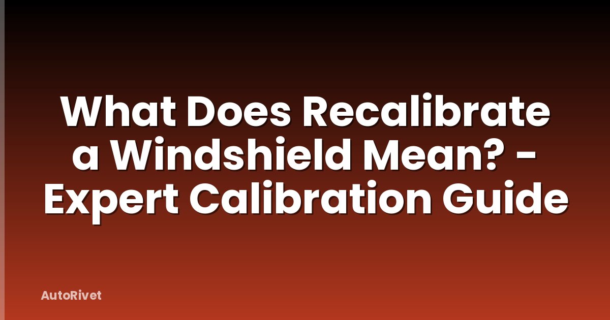 What Does Recalibrate a Windshield Mean? - Expert Calibration Guide
