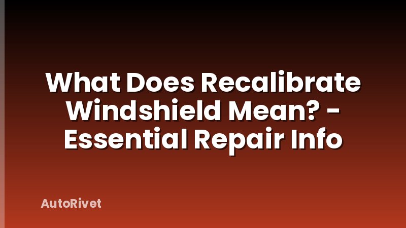 What Does Recalibrate Windshield Mean? - Essential Repair Info