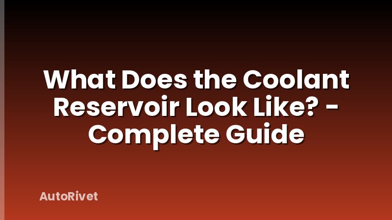 What Does the Coolant Reservoir Look Like? - Complete Guide