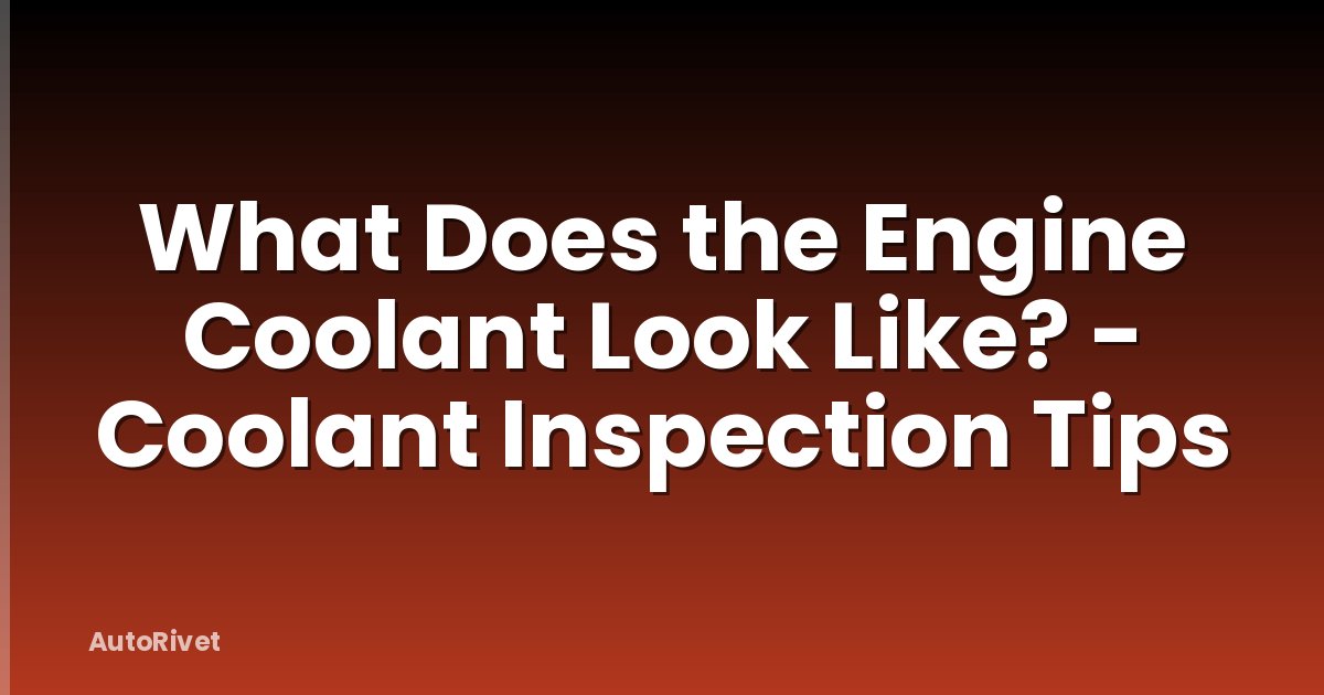 What Does the Engine Coolant Look Like? - Coolant Inspection Tips