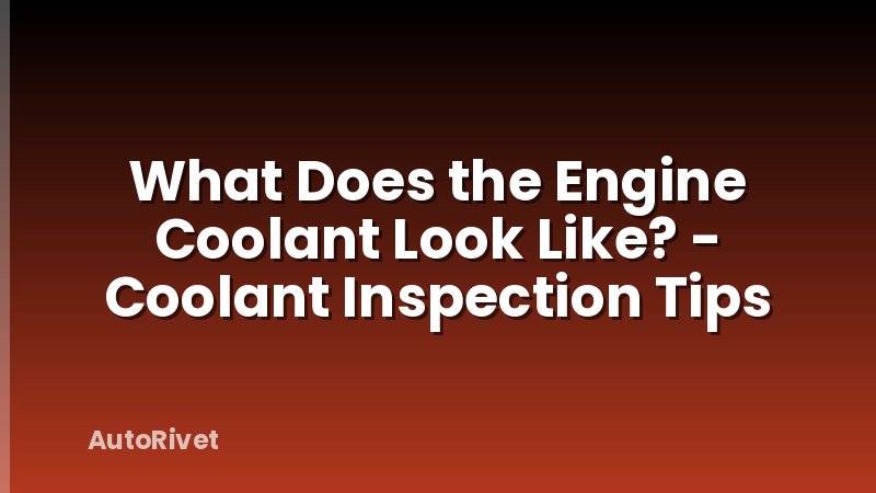 What Does the Engine Coolant Look Like? - Coolant Inspection Tips