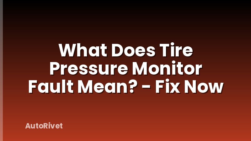 What Does Tire Pressure Monitor Fault Mean? - Fix Now