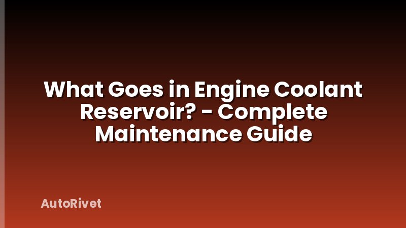 What Goes in Engine Coolant Reservoir? - Complete Maintenance Guide