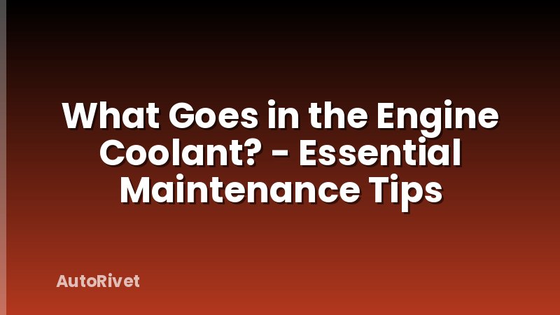 What Goes in the Engine Coolant? - Essential Maintenance Tips