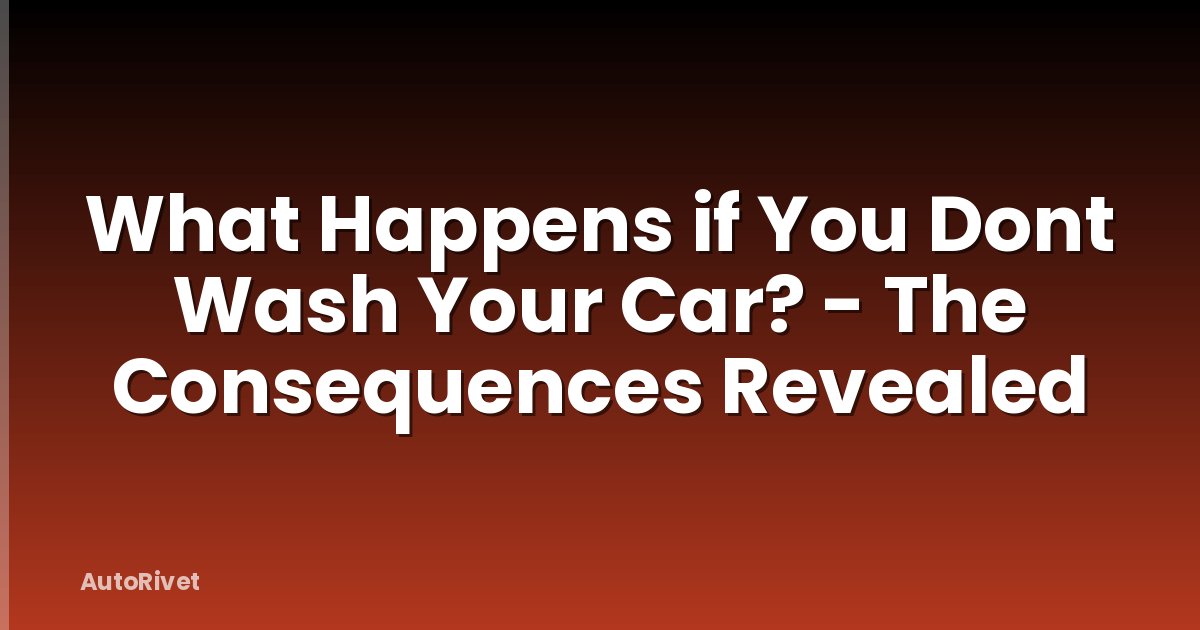 What Happens if You Dont Wash Your Car? - The Consequences Revealed