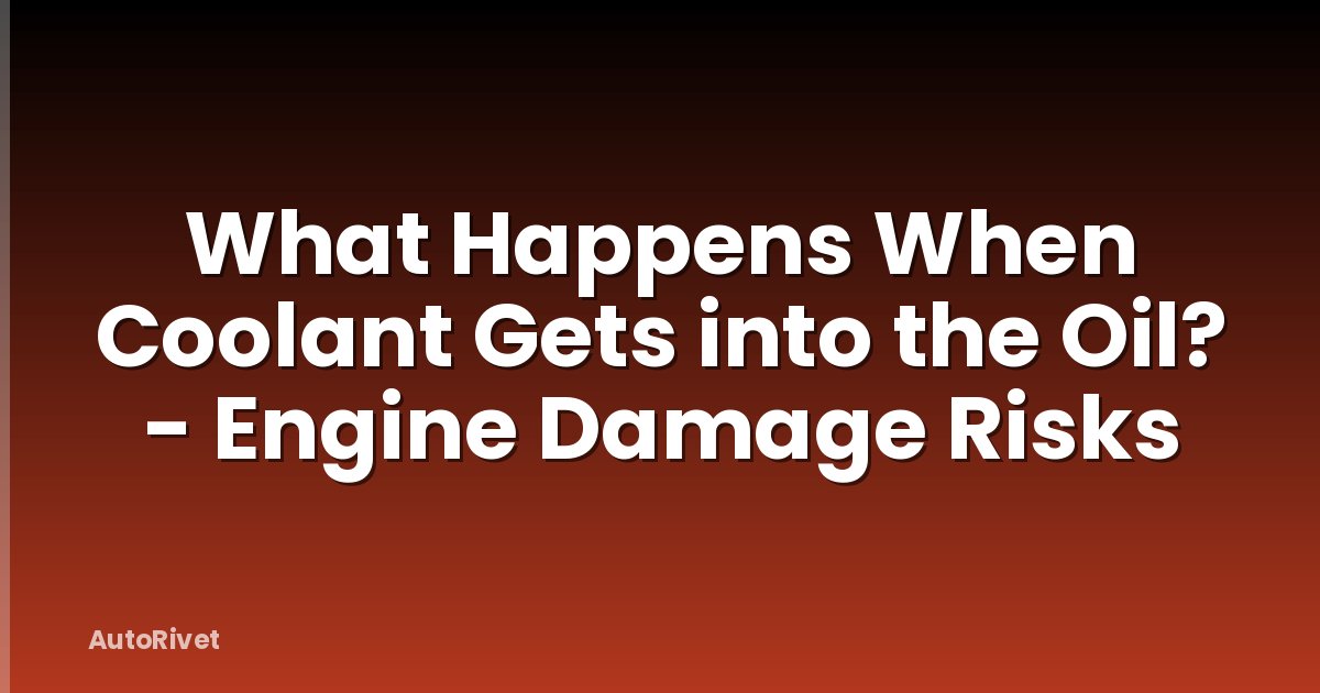 What Happens When Coolant Gets into the Oil? - Engine Damage Risks