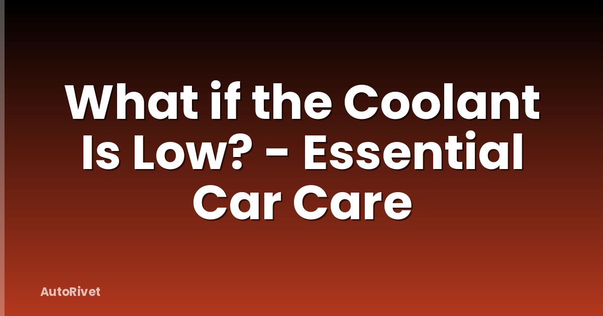What if the Coolant Is Low? - Essential Car Care