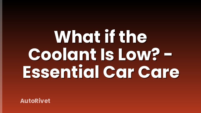 What if the Coolant Is Low? - Essential Car Care
