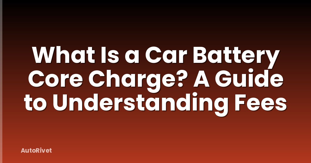 What Is a Car Battery Core Charge? A Guide to Understanding Fees