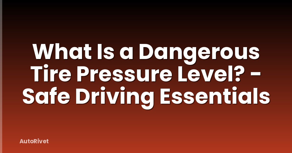 What Is a Dangerous Tire Pressure Level? - Safe Driving Essentials