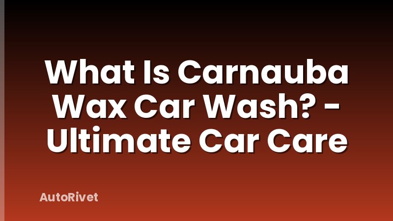 What Is Carnauba Wax Car Wash? - Ultimate Car Care