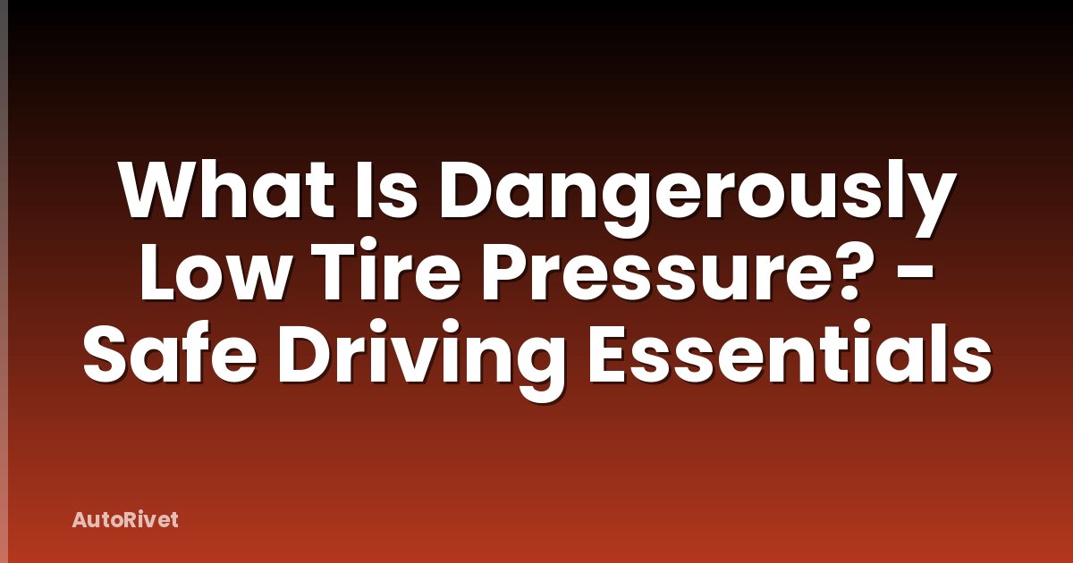What Is Dangerously Low Tire Pressure? - Safe Driving Essentials