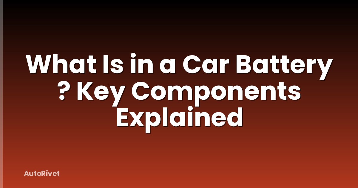What Is in a Car Battery ? Key Components Explained