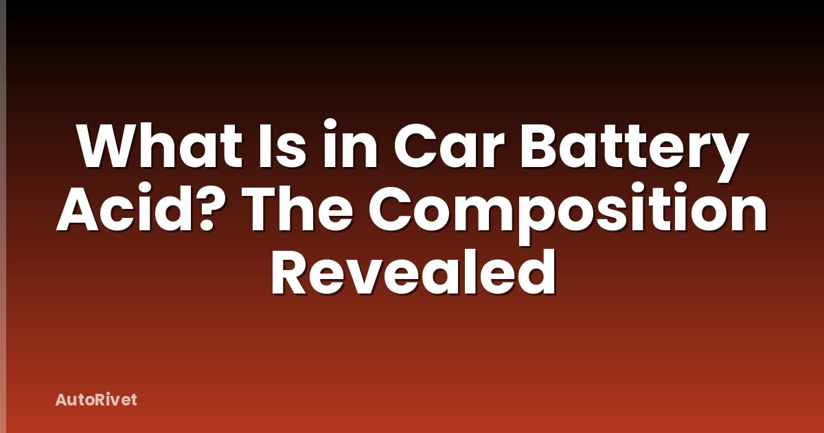 What Is in Car Battery Acid? The Composition Revealed