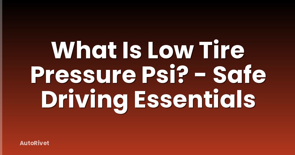 What Is Low Tire Pressure Psi? - Safe Driving Essentials